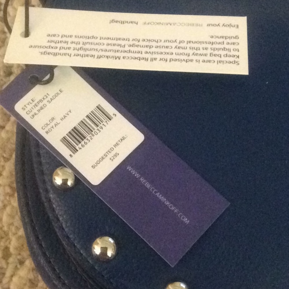 🆕 Rebecca Minkoff blue studded leather saddle bag - Picture 4 of 8